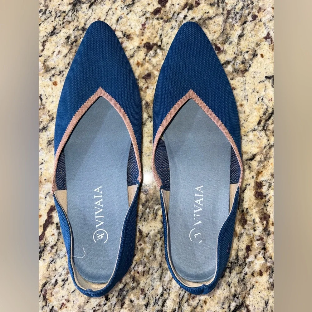 VIVAIA Knit Pointed-Toe Flats Blue & Blush EU 41 | US 10–10.5 - Picture 2 of 7